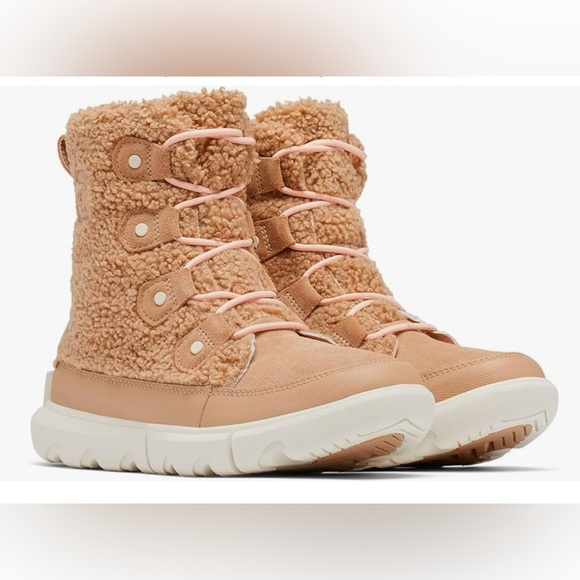 Sorel Shoes - NEW Sorel Joan Explorer II Cozy Waterproof Boots Size 8. Color is Canoe/Chalk